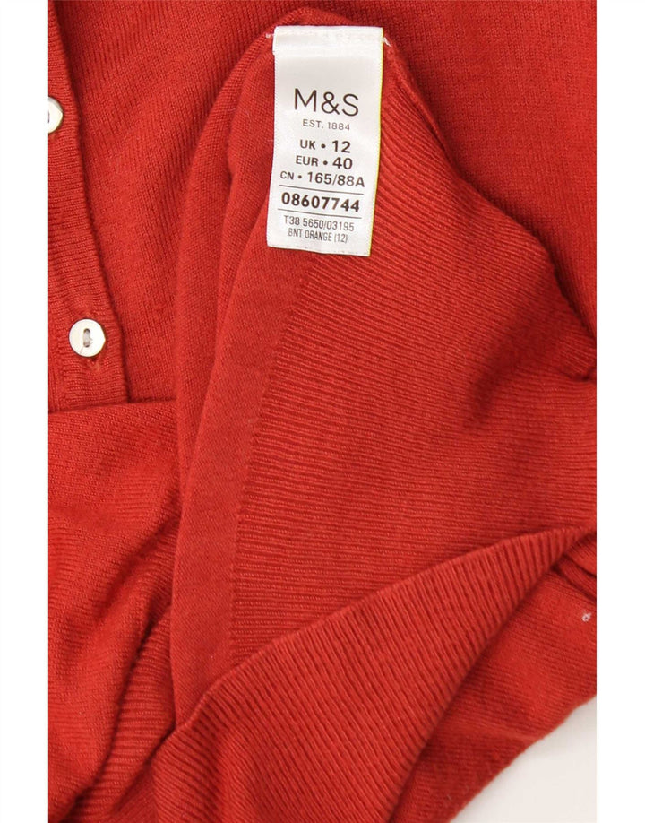Marks & Spencer Pull Cardigan Femme UK 12 Viscose Rouge Moyen