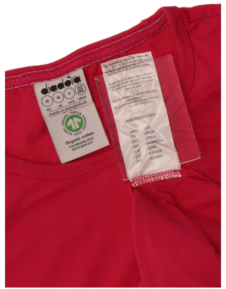 DIADORA T-Shirt Femme UK 12 Rose Moyen Coton