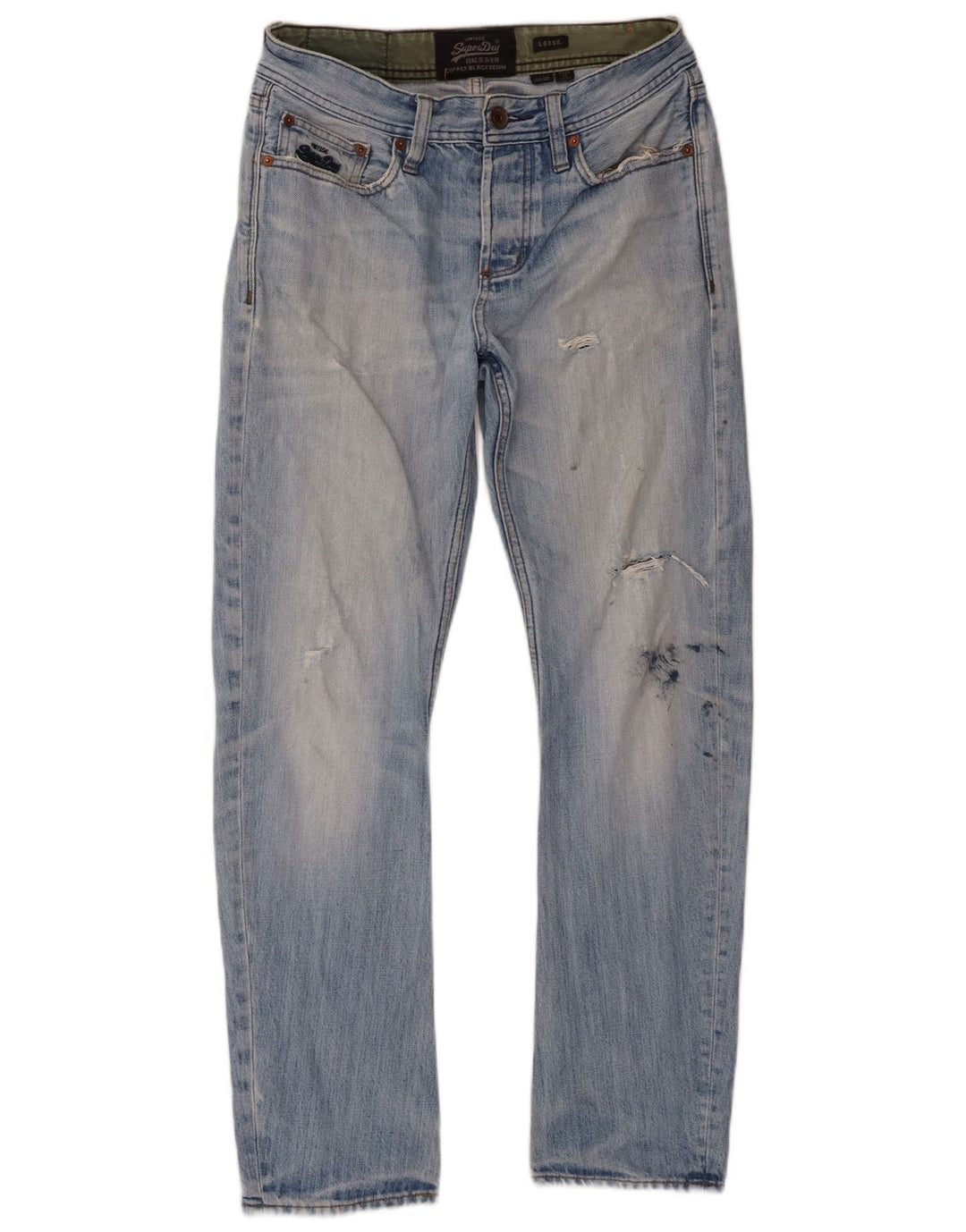 Superdry Jean ample effet vieilli W30 L30 bleu coton