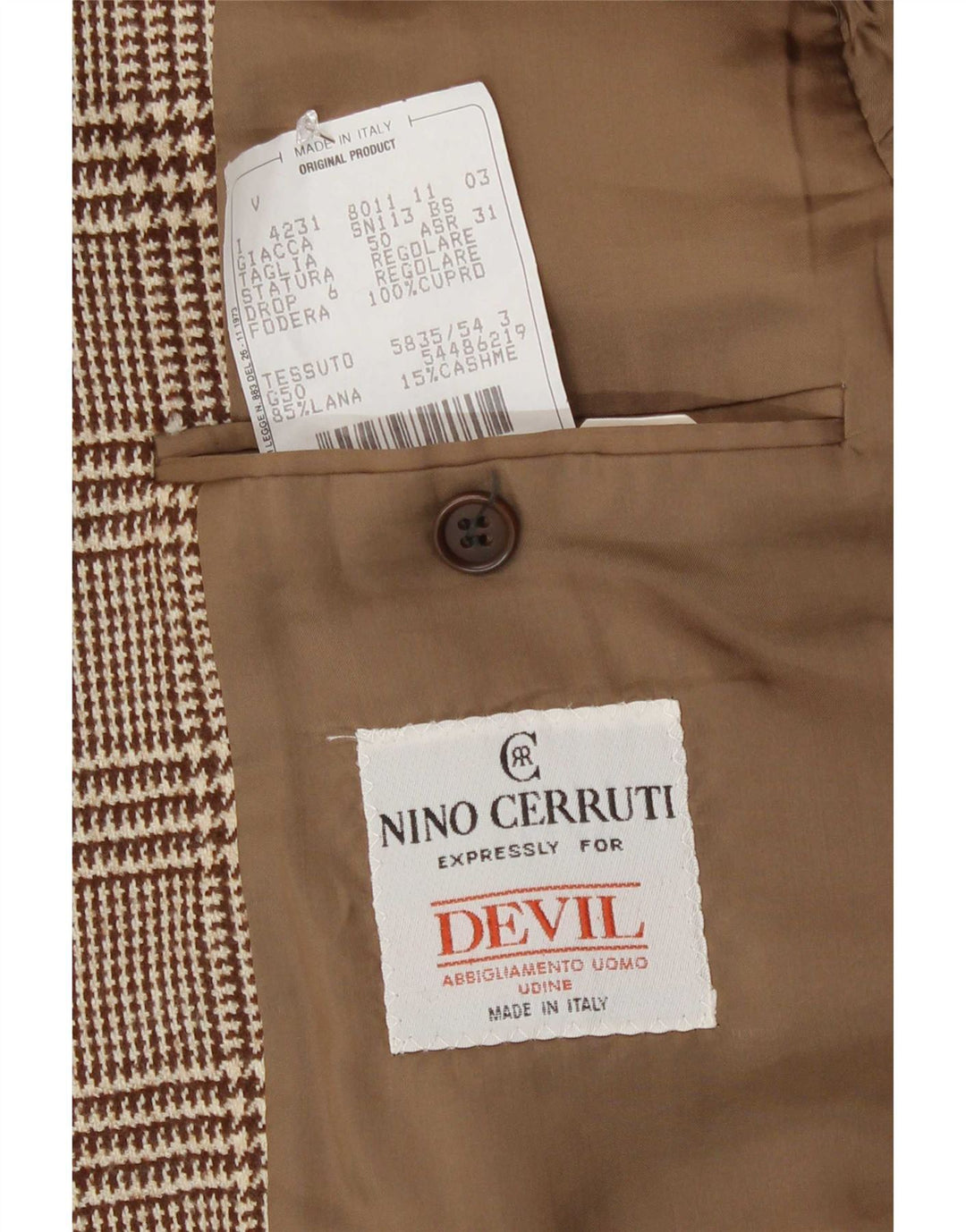 Nino Cerruti Veste blazer à 2 boutons pour homme IT 50 en laine pied-de-poule marron