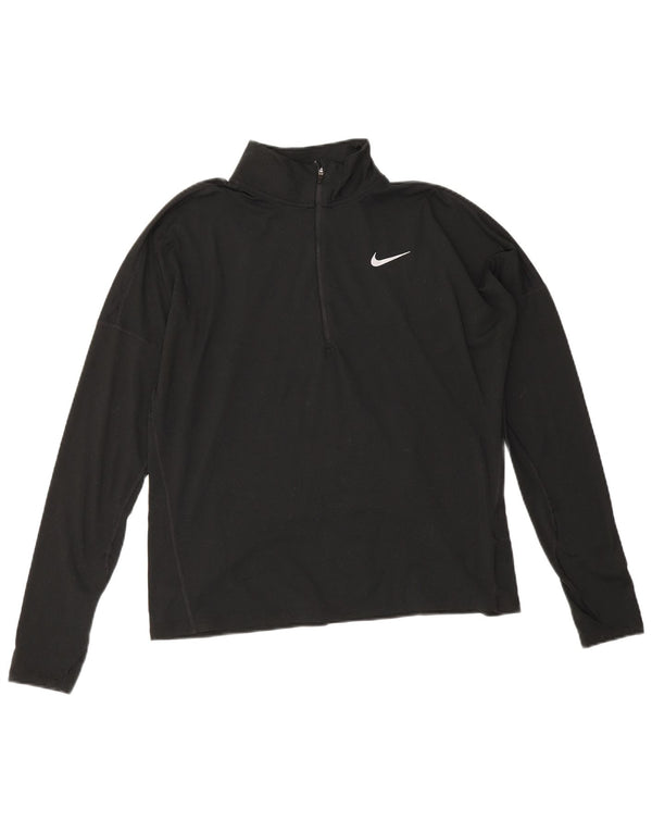 Nike Haut de survêtement Dri Fit à col zippé pour femme UK 14 Noir moyen