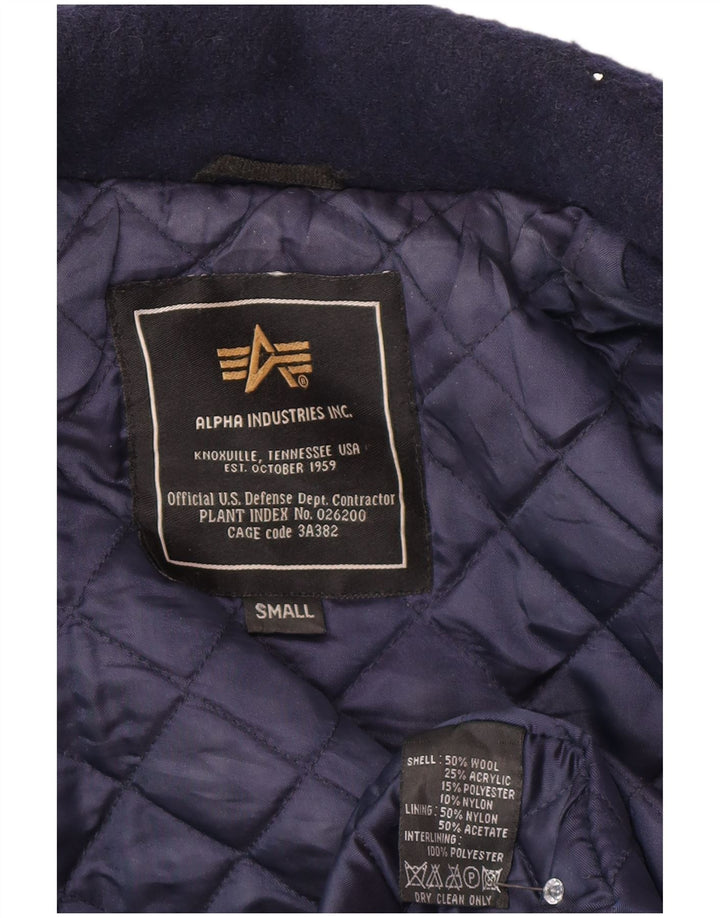 Alpha Industries Caban surdimensionné pour femme UK 10 Petite laine bleu marine