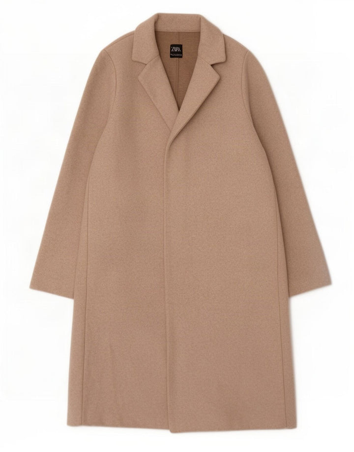 Zara Womens Manteau ouvert UK 16 Large Beige Polyester
