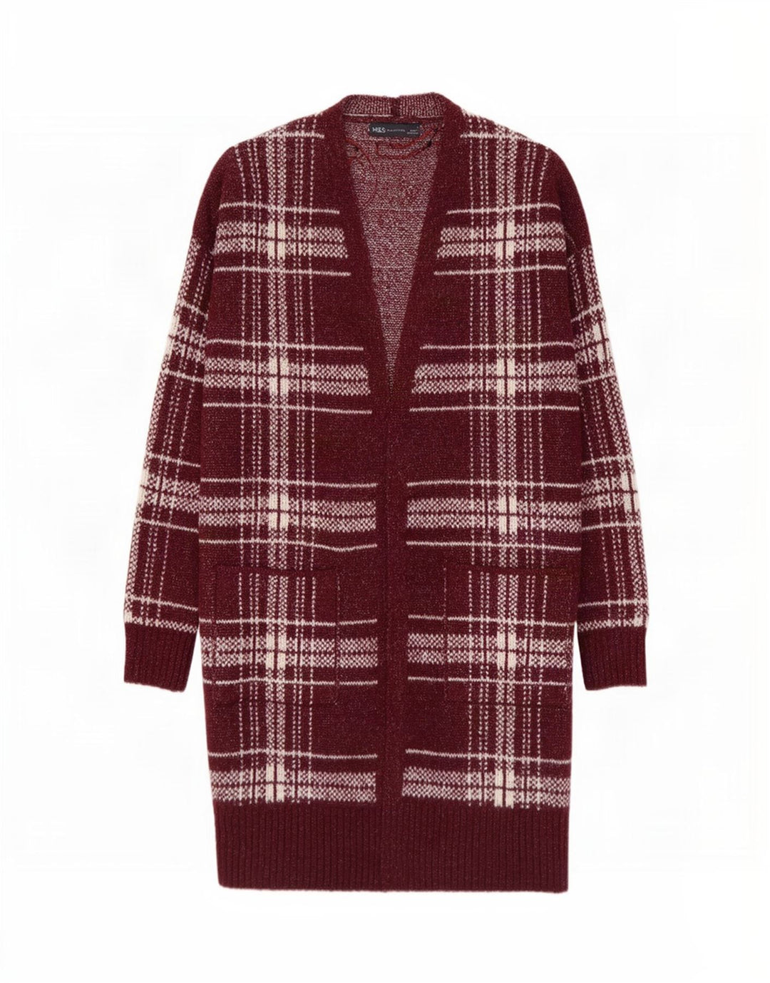 Marks & Spencer Pull cardigan long pour femme UK 14 Bordeaux moyen