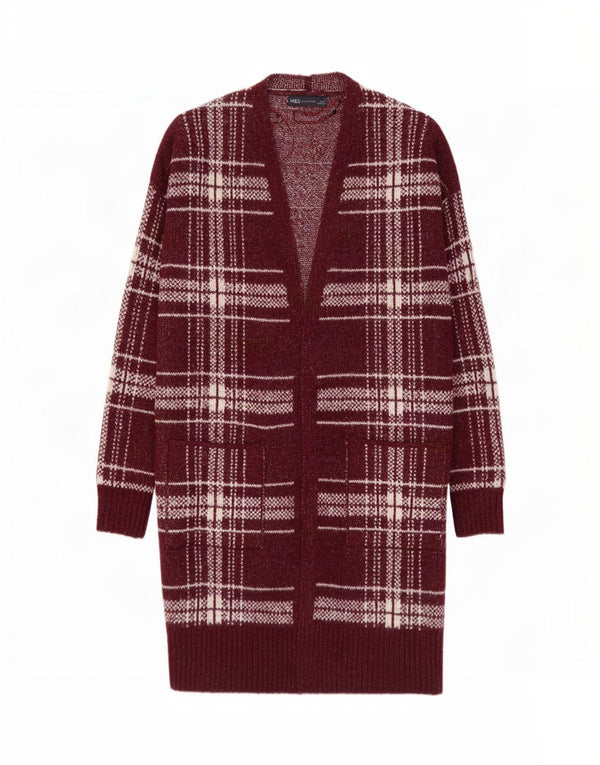 Marks & Spencer Pull cardigan long pour femme UK 14 Bordeaux moyen