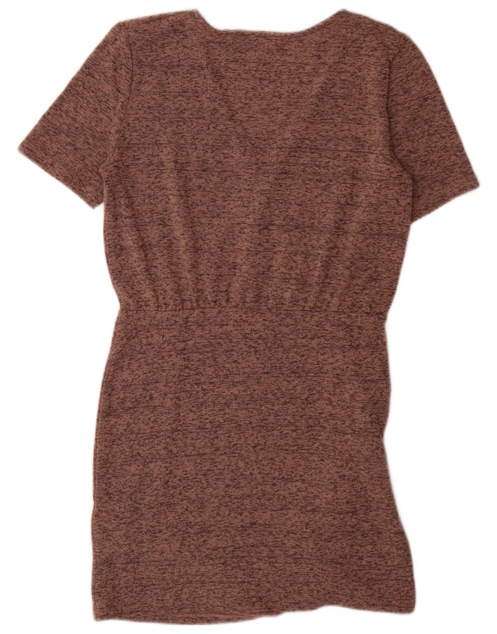 Zara Robe fourreau pour femme UK 12 Polyester moucheté marron moyen