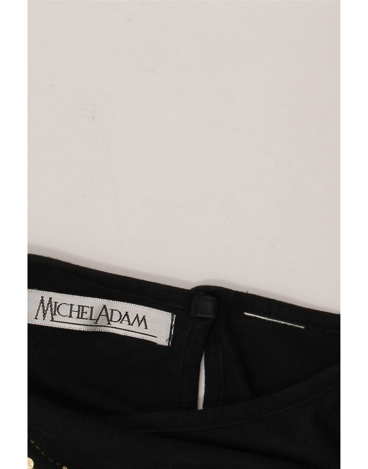 Michel Adam Haut à motif abstrait pour femme Manches 3/4 UK 18 XL Noir