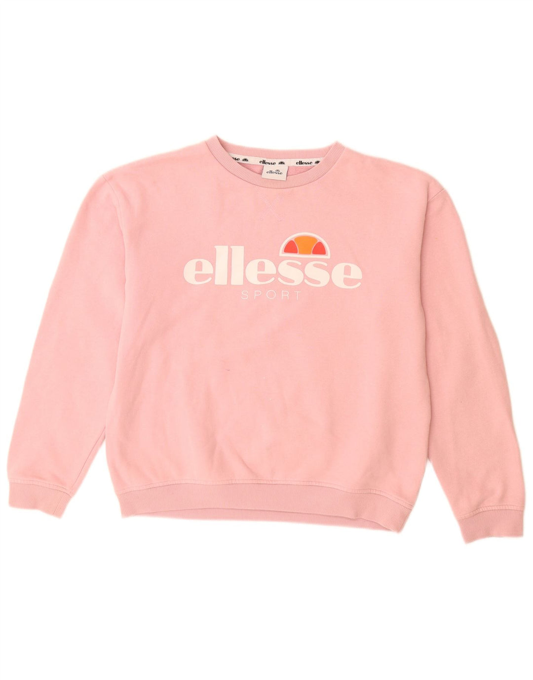 ELLESSE Sweat-shirt graphique pour femme UK 12 en coton rose moyen