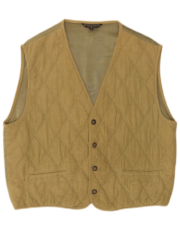 gilet matelassé en velours côtelé vintage pour hommes grand kaki