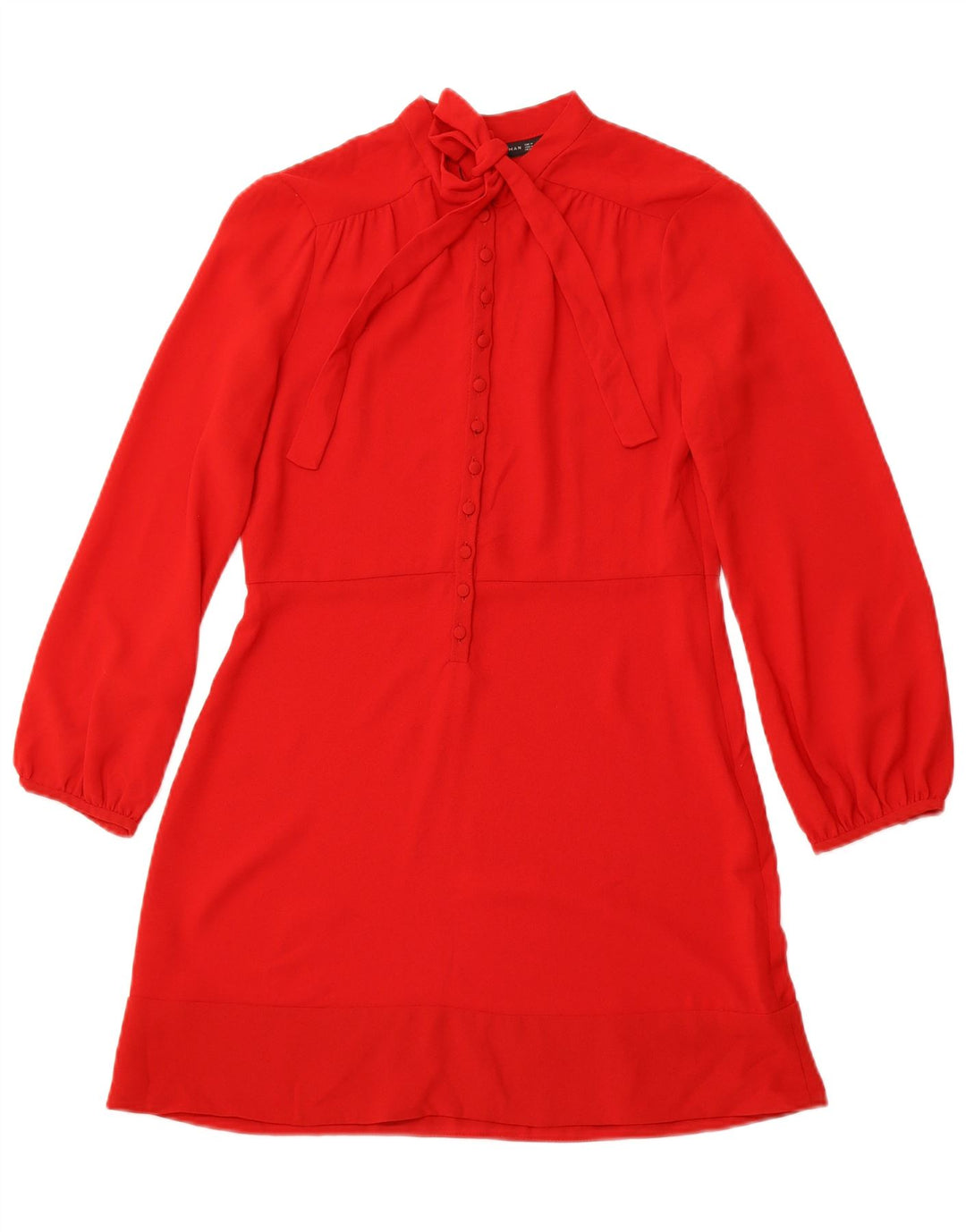ZARA Robe trapèze à manches longues pour femme UK 12 Polyester rouge moyen