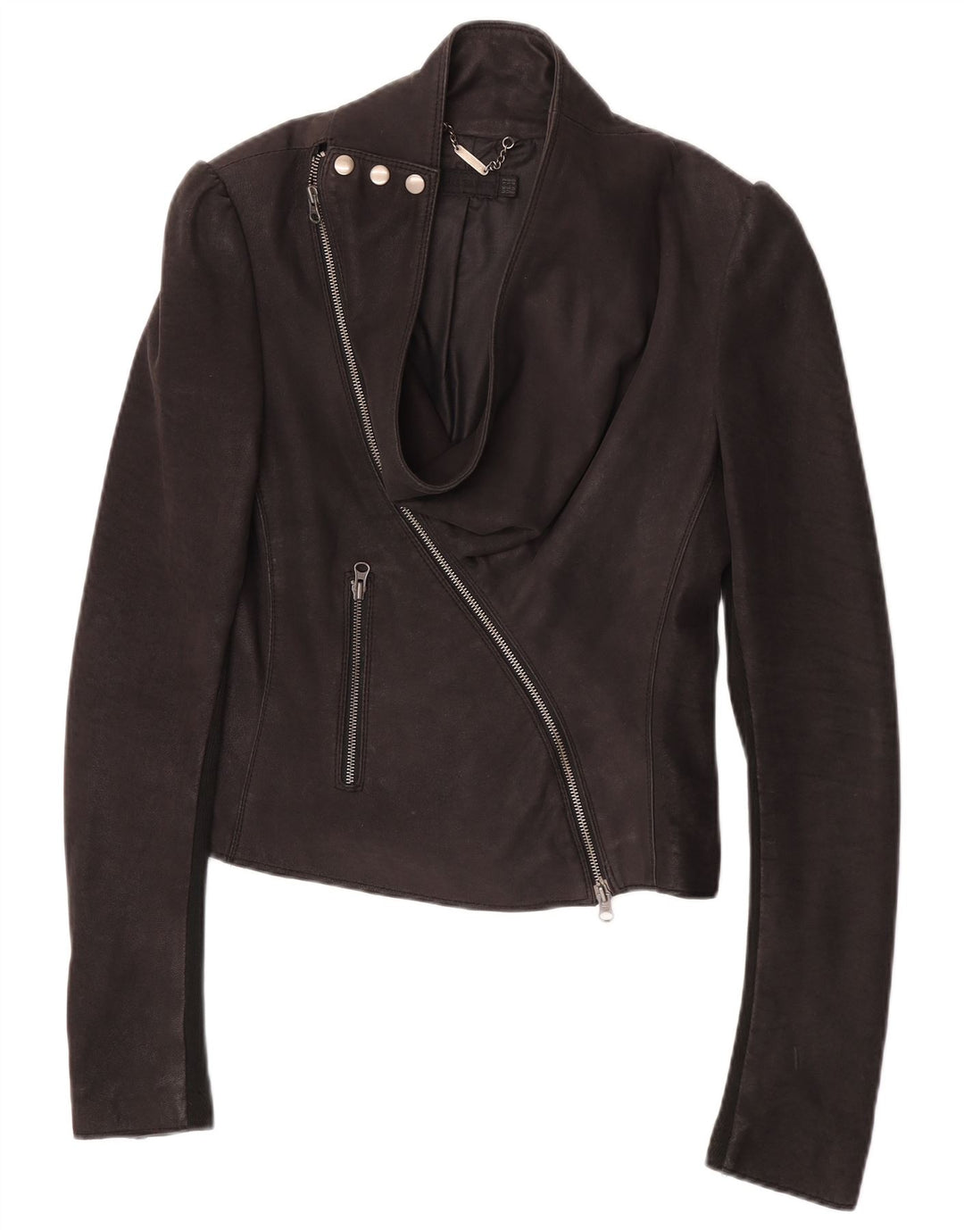 All Saints Veste Racer en cuir pour femme UK 12 Cuir noir moyen