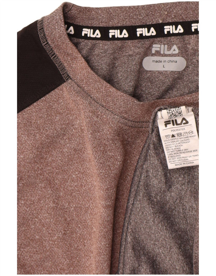 Fila T-Shirt Homme Haut Large Marron Colorblock Polyester