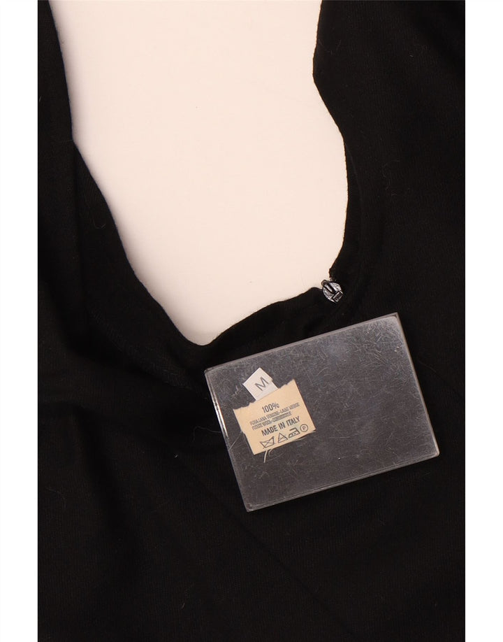 vintage Femmes Mini Robe Pinafore UK 12 Laine Noire Moyenne