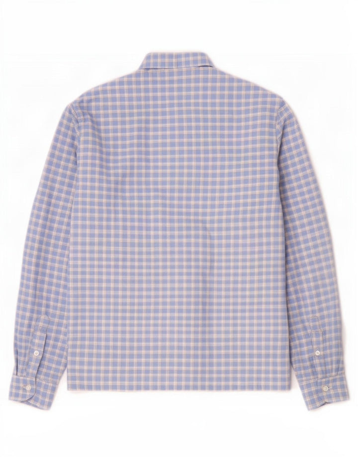 vintage Femme Ruffle Front Shirt UK 16 Grand Carreau Bleu