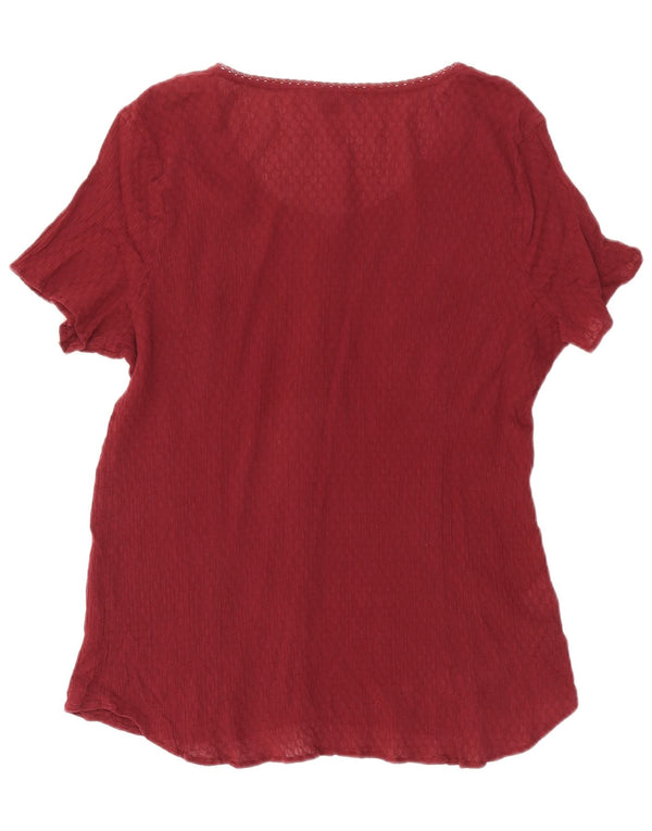 Eddie Bauer Chemisier à manches courtes pour femme UK 18 XL Coton bordeaux