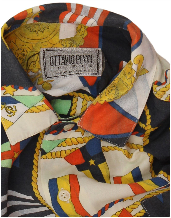 Chemise à manches courtes à motif abstrait vintage pour hommes, petite multicolore
