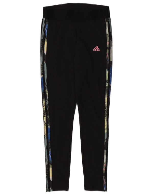 ADIDAS Leggings graphiques pour femmes UK 8/10 petit noir floral