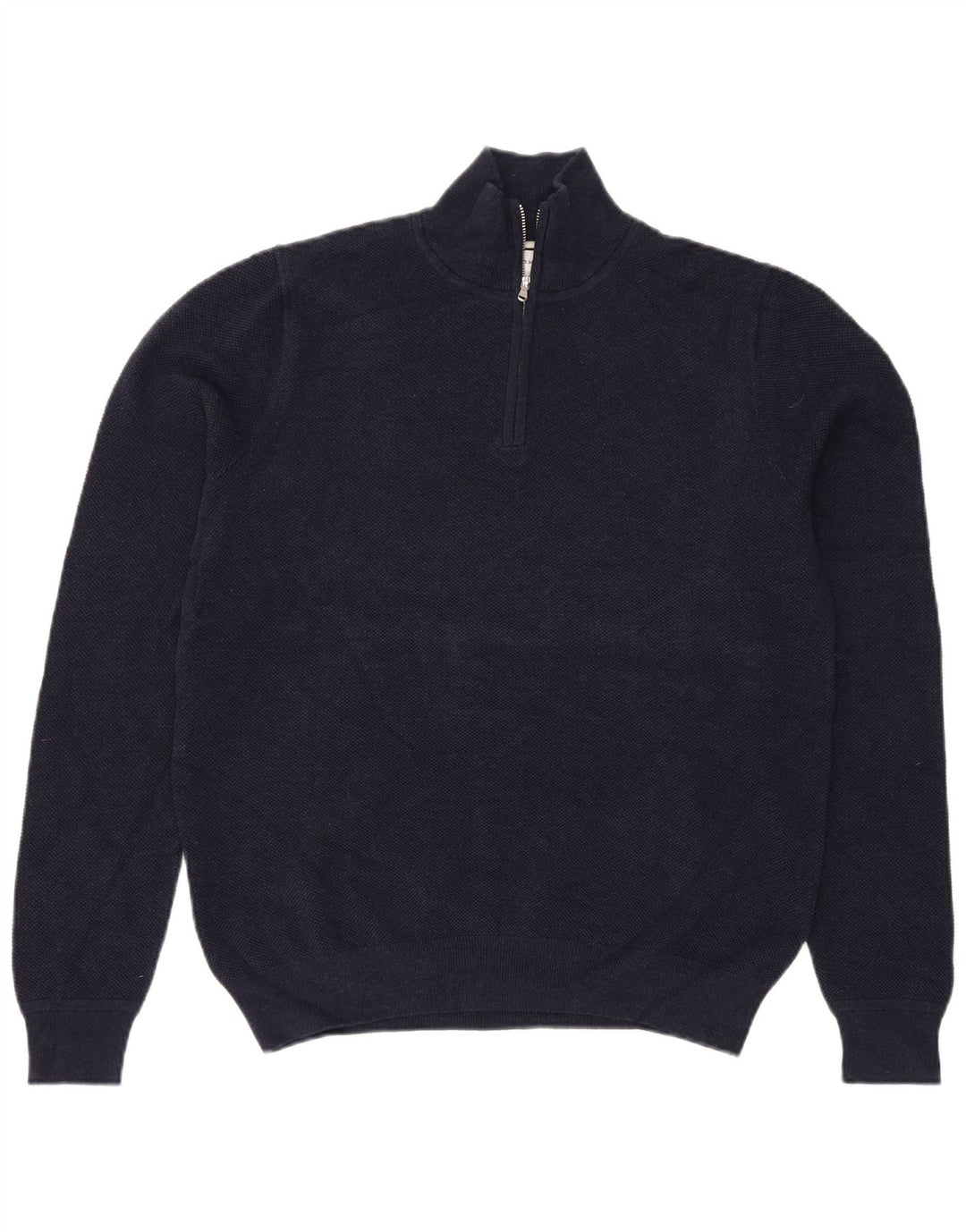 John Lewis Pull à col zippé pour homme en coton bleu marine Taille L