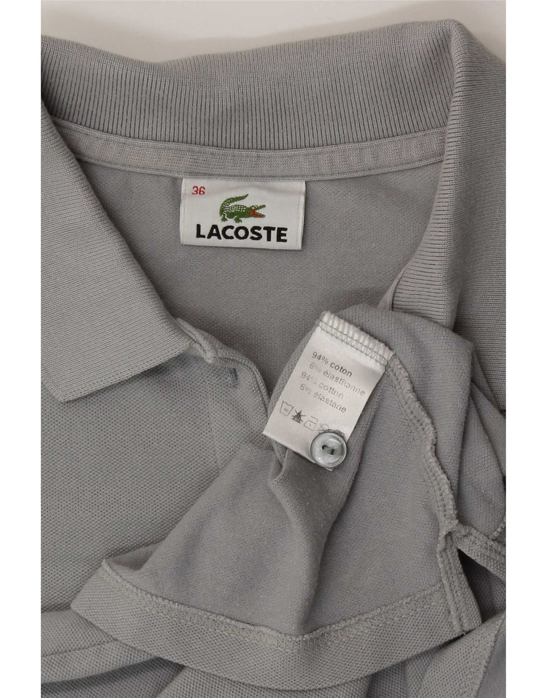 Lacoste Polo Femme Taille 36 Petit Gris Coton