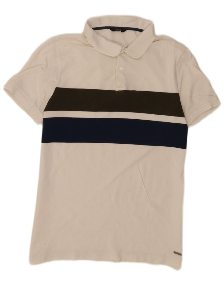 Massimo Dutti Polo Homme Grand Blanc Colorblock
