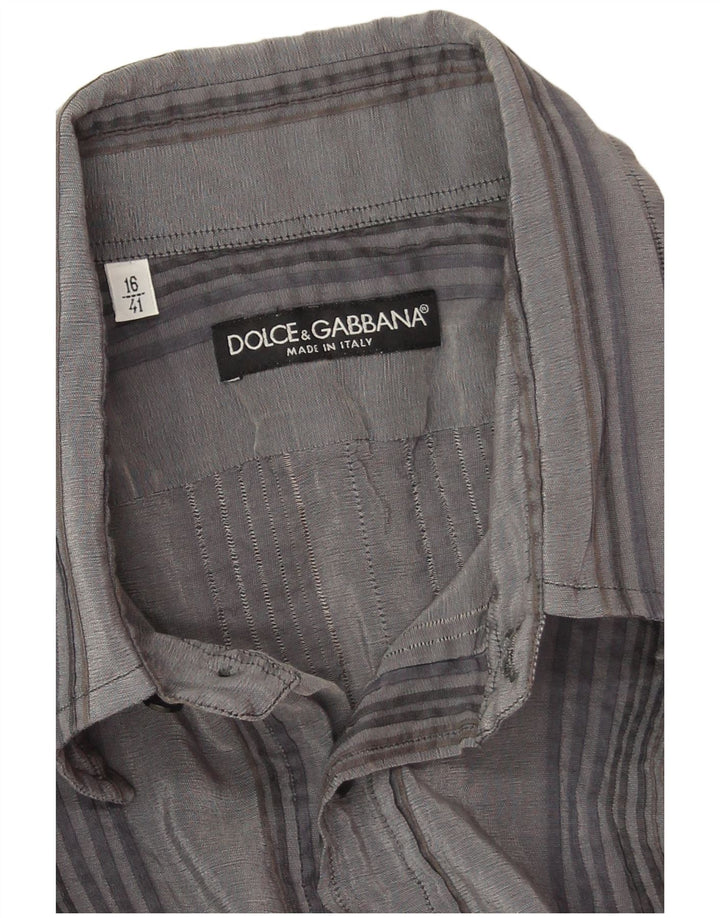 Dolce & Gabbana Chemise Homme Taille 16 41 Grand Gris Rayé