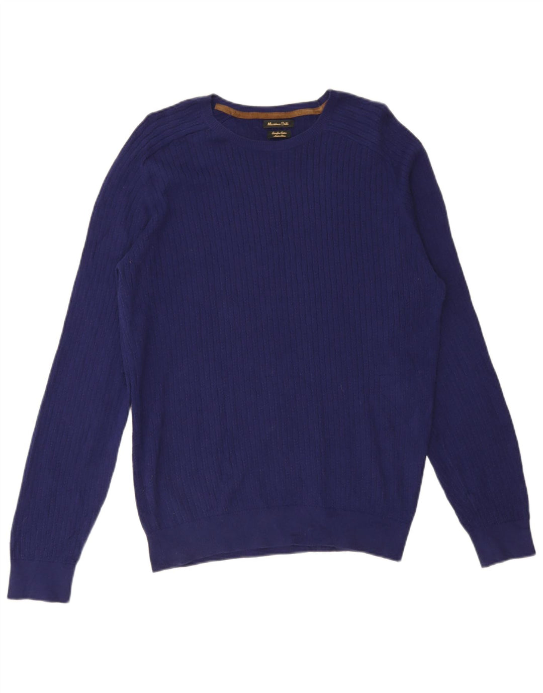 Massimo Dutti Pull à col rond pour homme en coton bleu Taille L