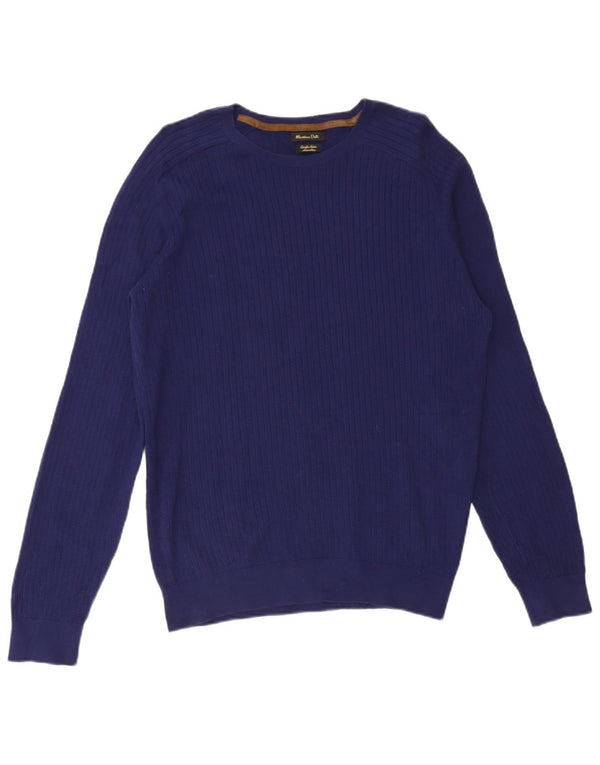 Massimo Dutti Pull à col rond pour homme en coton bleu Taille L