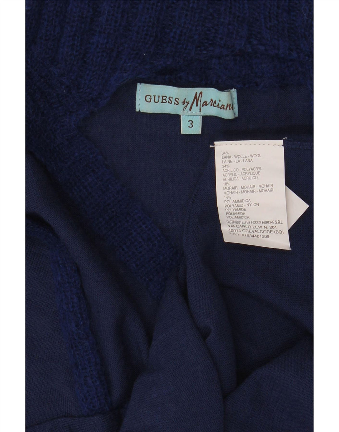 Guess Marciano Pull à col roulé pour femme US 3 Petite laine bleu marine
