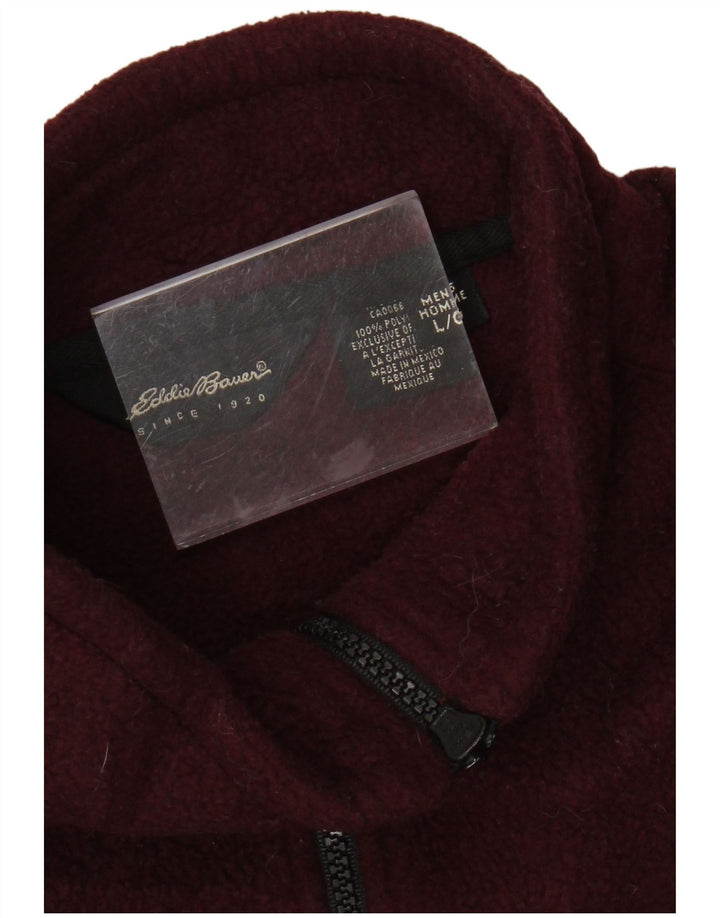 Eddie Bauer Pull polaire à col zippé pour homme Grand polyester bordeaux