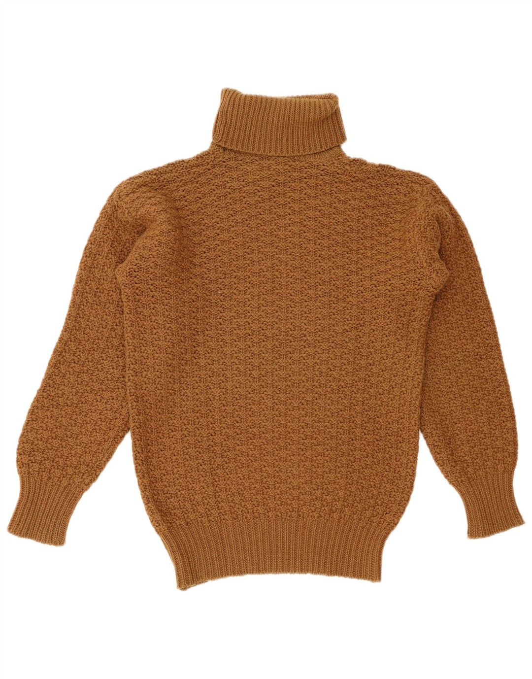 BENETTON Pull col roulé pour femme UK 12 Laine marron moyen