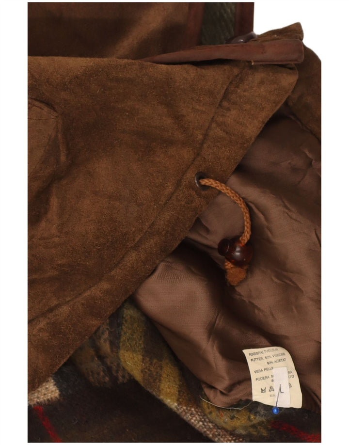 gilet en daim vintage pour hommes grand cuir patchwork marron