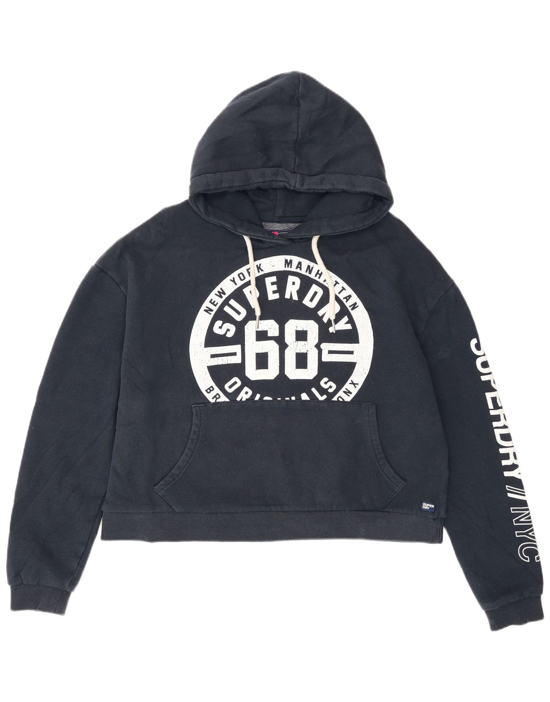 Superdry Pull à capuche surdimensionné graphique pour femme UK 14 Bleu marine moyen
