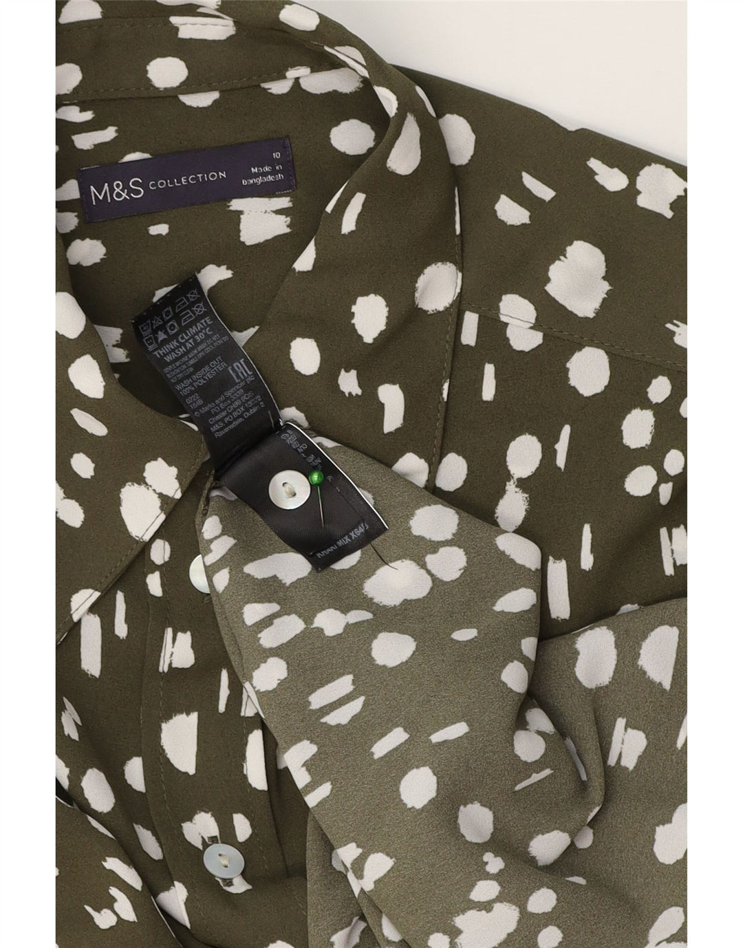 Marks & Spencer Chemise surdimensionnée pour femme UK 10 Petit polyester moucheté kaki