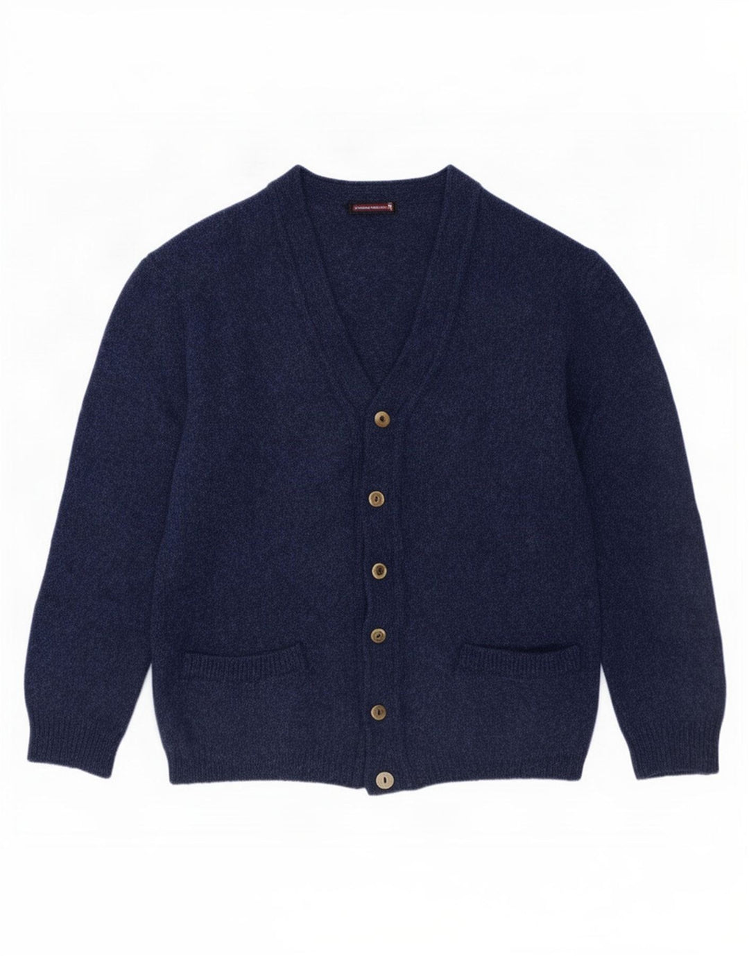 vintage Mens Cardigan Pull Moyen Marine Bleu Nouvelle Laine