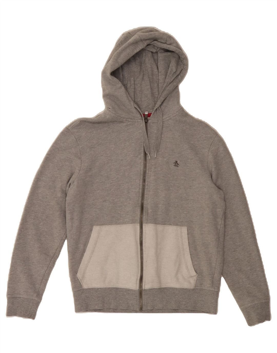 PENGUIN Mens Zip Hoodie Sweater Medium Grey Colourblock Cotton Vintage Penguin and Second-Hand Penguin from Messina Hembry 
