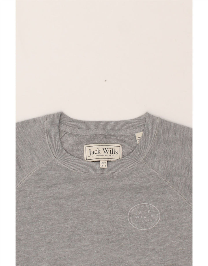 JACK WILLS Womens Sweatshirt Jumper UK 8 Small Grey Vintage Jack Wills and Second-Hand Jack Wills from Messina Hembry 