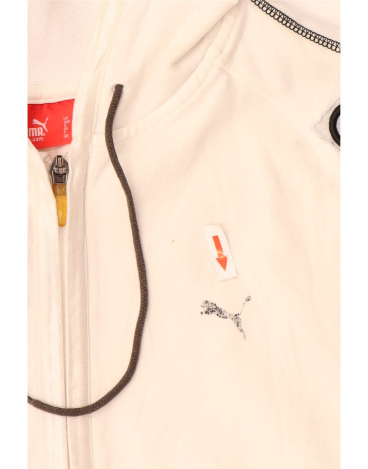 Puma Pull à capuche court zippé pour femme UK 12 Blanc moyen
