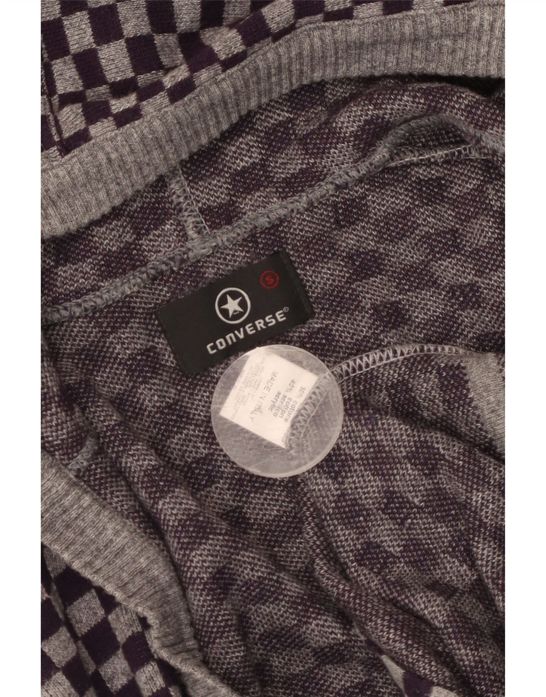 Converse Pull à capuche pour femme UK 10 Petite laine géométrique violette