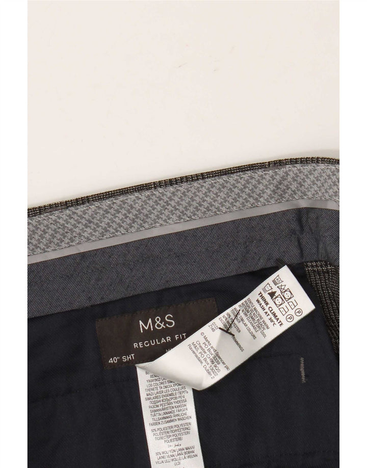Marks & Spencer Pantalon de costume droit coupe droite pour homme W40 L29 Gris à carreaux