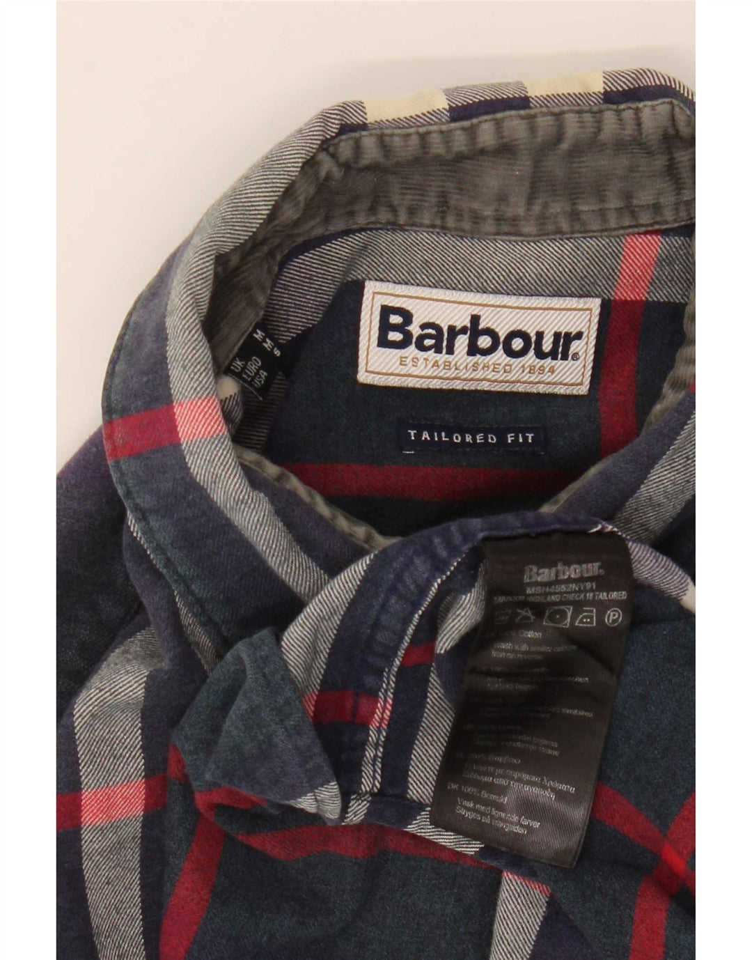 Barbour Chemise en flanelle coupe ajustée pour homme en coton à carreaux bleu marine moyen
