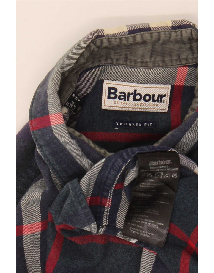 Barbour Chemise en flanelle coupe ajustée pour homme en coton à carreaux bleu marine moyen