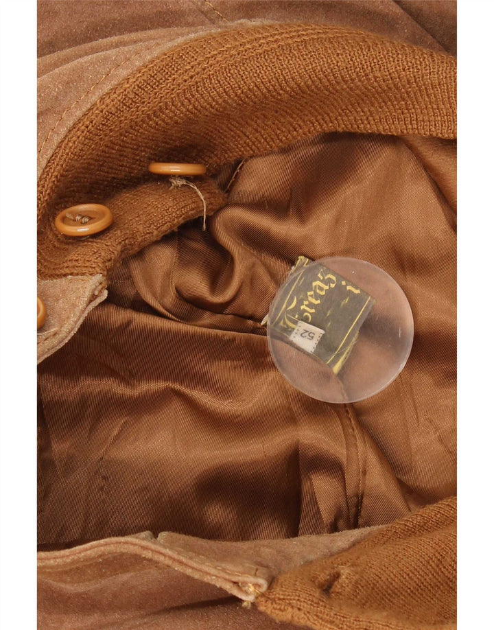 Veste Bomber En Daim Vintage Homme IT 52 XL Cuir Marron