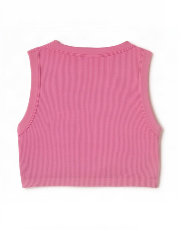 Zara Womens Crop Débardeur UK 12 Rose Moyen