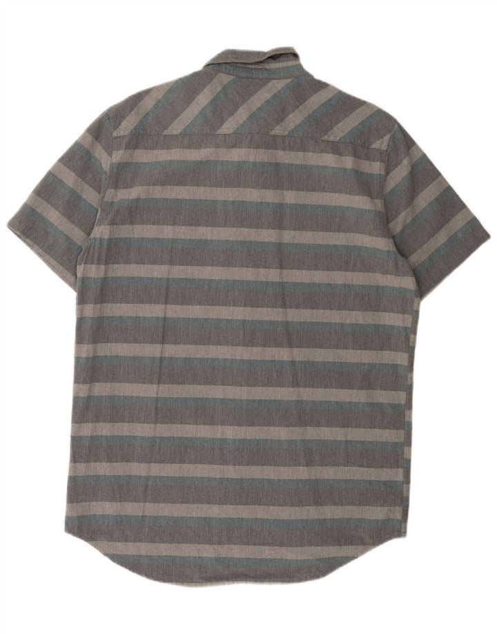 Quiksilver Chemise à Manches Courtes Regular Fit Homme Gris Moyen Rayé Coton