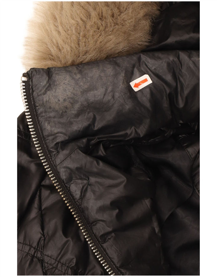 MICHAEL KORS Womens Hooded Padded Coat UK 14 Medium Black Nylon