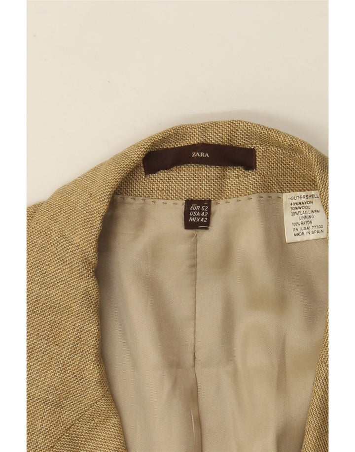 ZARA Veste blazer à 3 boutons pour homme EU 52 Grande rayonne beige
