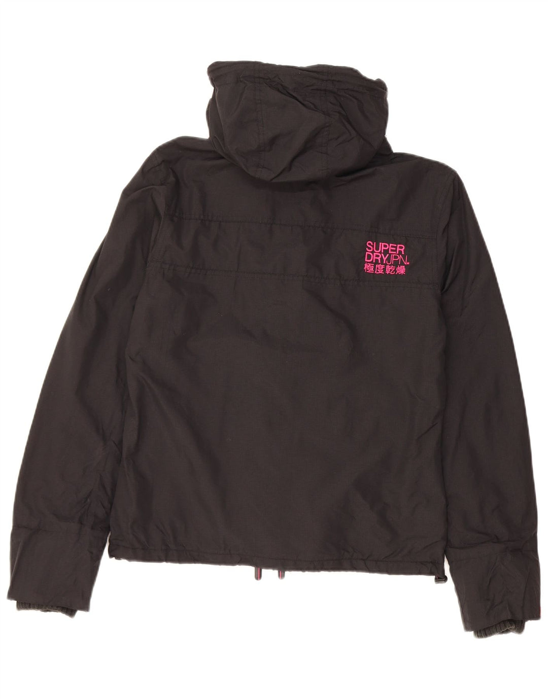 Superdry Veste coupe-vent à capuche pour femme UK 14 Medium Black Nylon