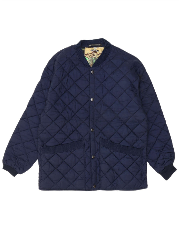 VINTAGE Veste matelassée homme UK 34 XS Bleu Marine