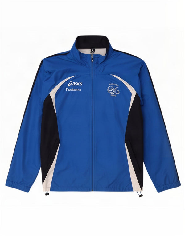 Asics Veste de survêtement graphique pour homme XL Bleu Colorblock Polyester