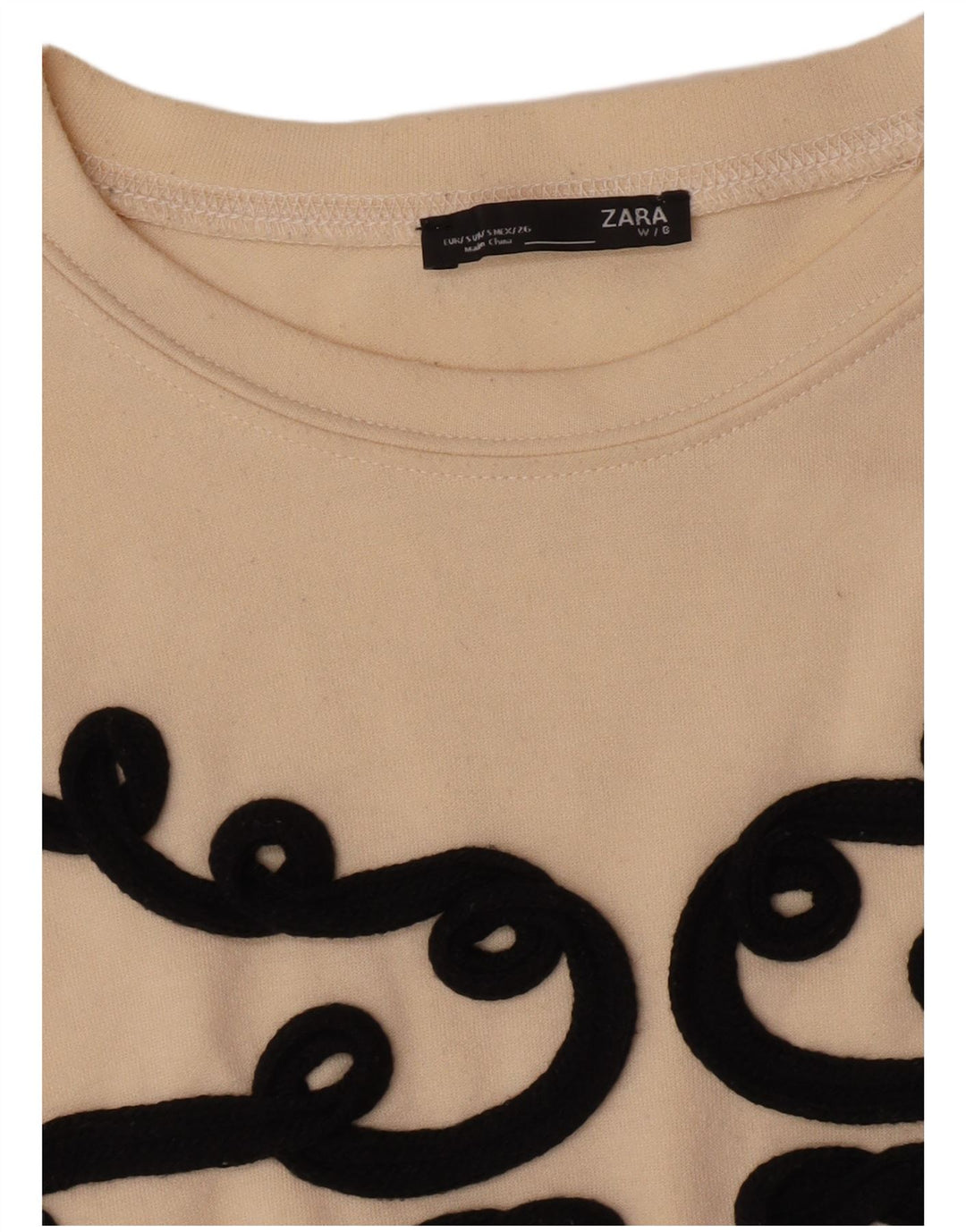 Zara Sweat-shirt court surdimensionné pour femme UK 10 Petit Beige